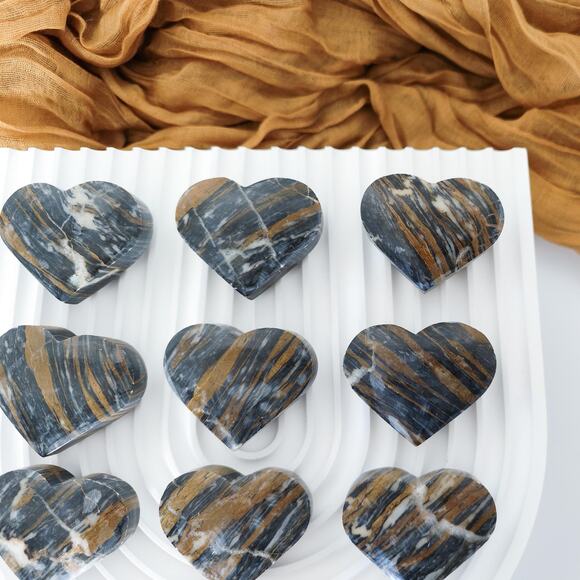 Brazilian Blue Zebra Jasper Heart Crystal Carving - Picture 7 of 10